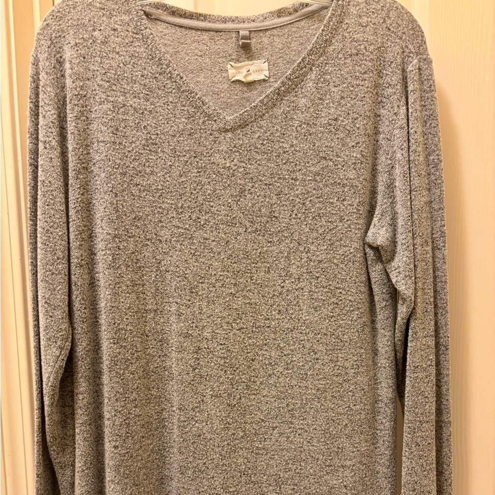 J Jill Gray V-Neck Tunic Sweater